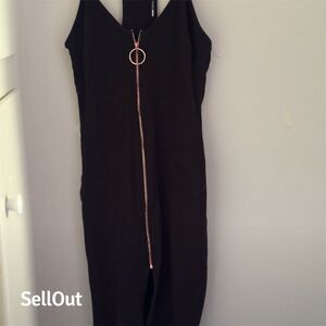 Fashion Nova Women's XL Black Sleeveless Zip-Up Bodycon Knee Dress